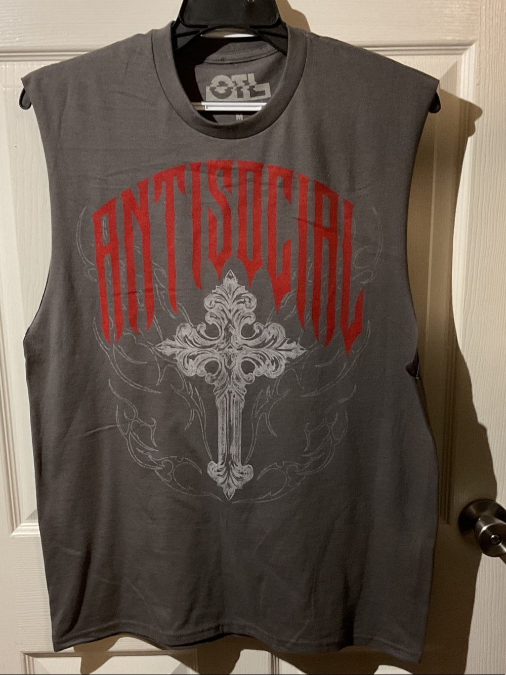 OTL (On The Low) Antisocial Gray Sleeveless Tank Top with Backhit